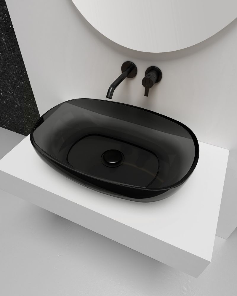 Раковина накладная прозрачная ABBER Kristall AT2805Onyx в интернет-магазине Sumom.kz