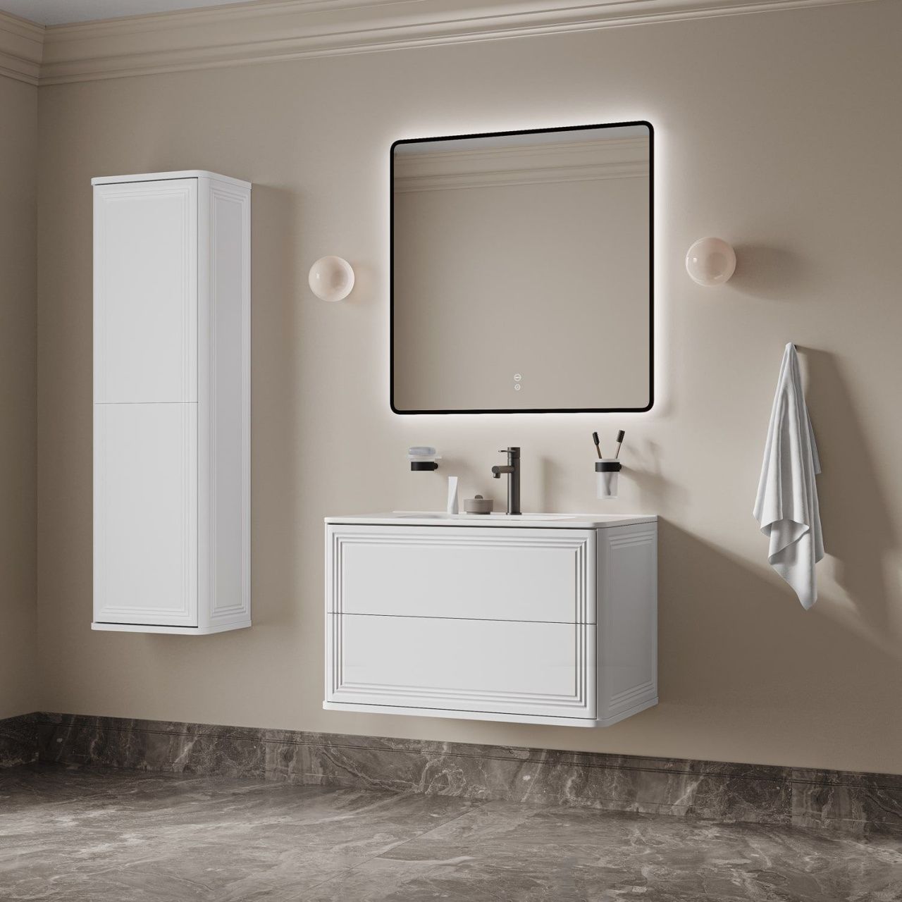 Тумба с умывальником, подвесная, 80 см, белый, Oxford Neo, IDDIS, OXN80W0i95K в интернет-магазине Sumom.kz