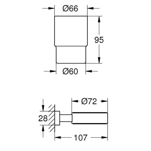 Схема товара Стакан с держателем Grohe Essentials Cube 40755001