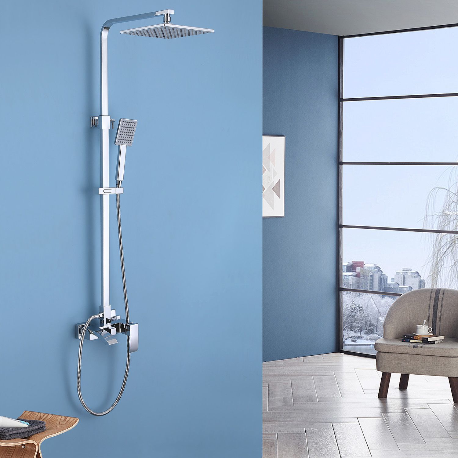 Душевая стойка ABBER Wasserfall AF8616 с изливом, хром в интернет-магазине Sumom.kz Душевая стойка ABBER Wasserfall AF8616 с изливом, хром в интернет-магазине Sumom.kz