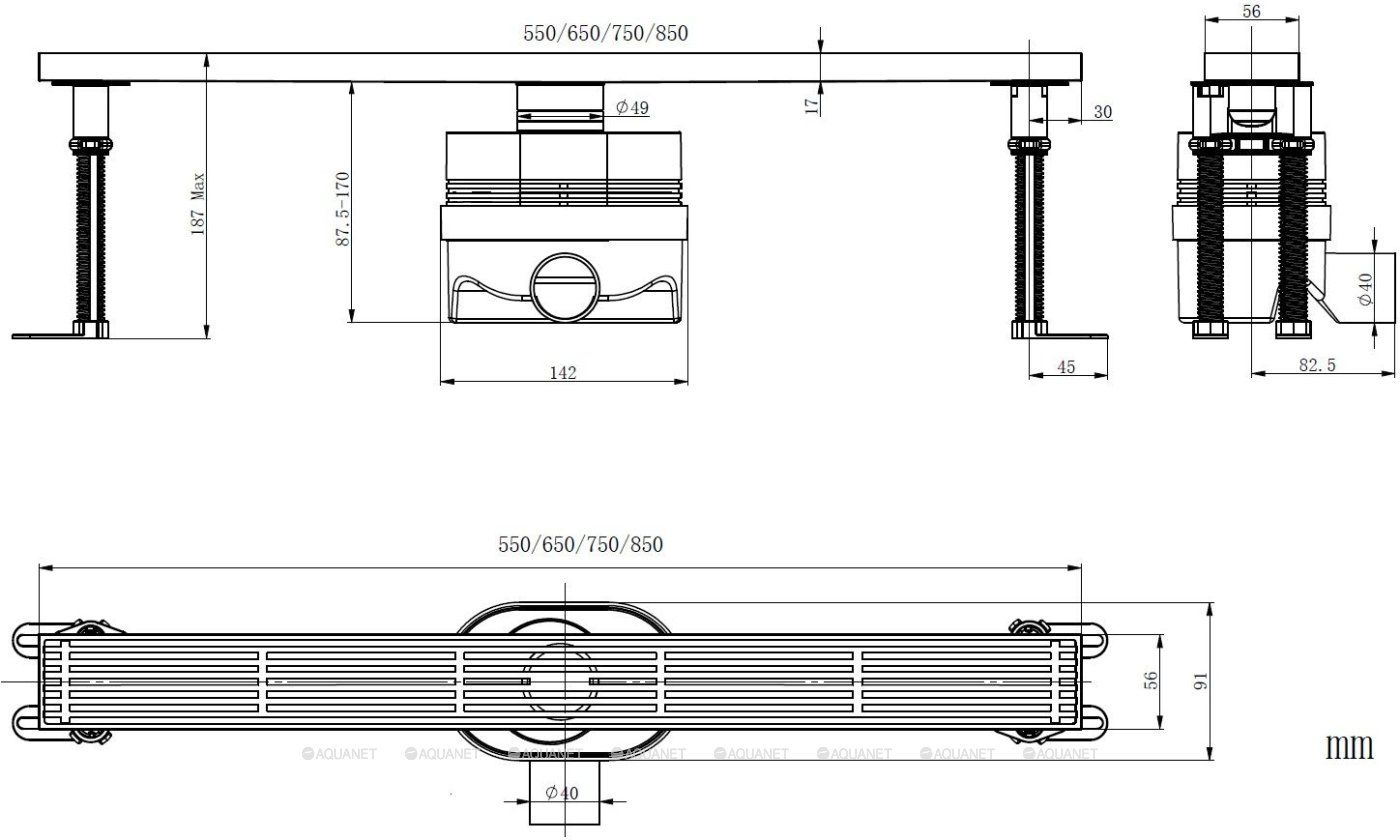 Линейный трап 650мм, никель браш ALLEN BRAU REALITY 9.50028.BN в интернет-магазине Sumom.kz