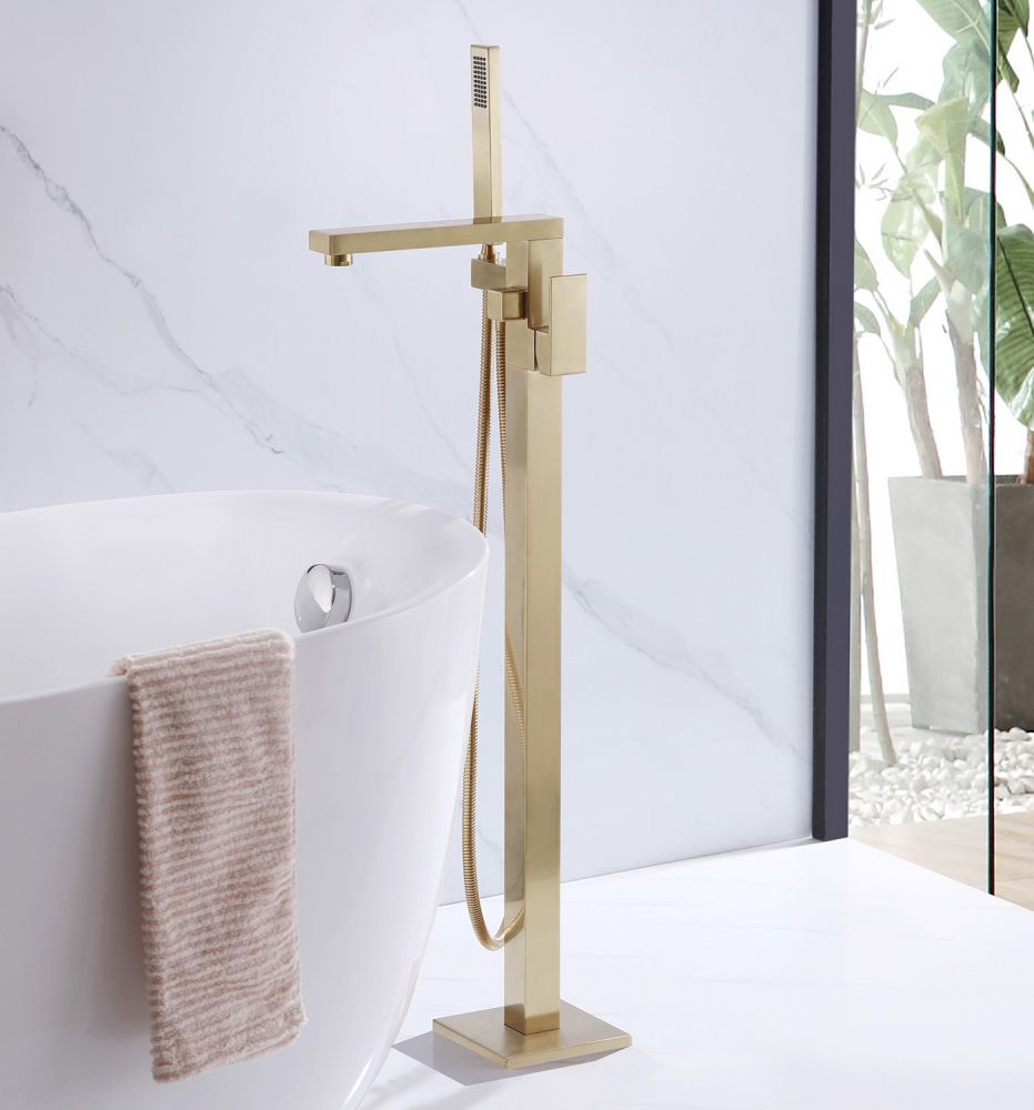 Смеситель ABBER Daheim AF8215G напольный, золото матовое большой выбор под ваш дизайн!