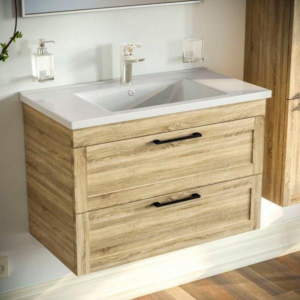 Тумба подвесная AQUARODOS "Инари" 75 см дуб Небраска с умывальником "Arte" в интернет-магазине Sumom.kz