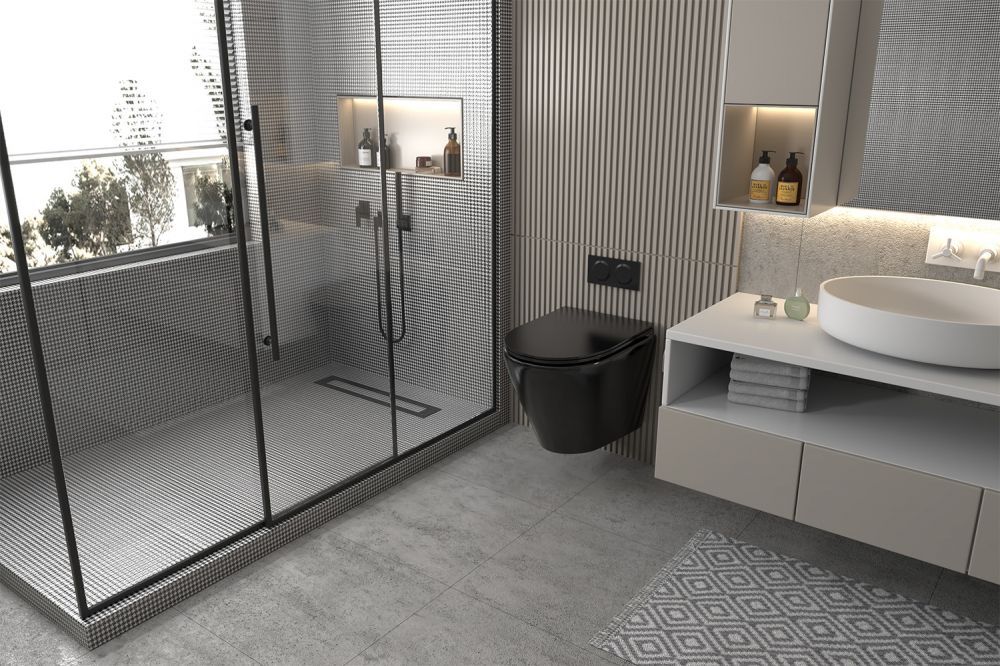 Унитаз ABBER Bequem AC1102MB подвесной черный матовый, безободковый в интернет-магазине Sumom.kz