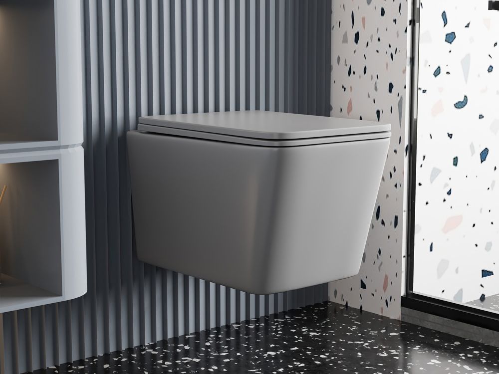 Унитаз ABBER Rechteck AC1201MG подвесной серый матовый, безободковый в интернет-магазине Sumom.kz