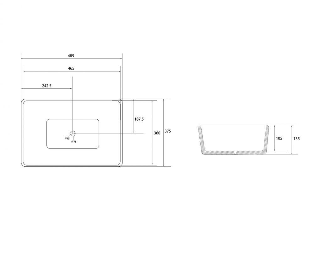 Раковина накладная ABBER Rechteck AC2212 белая в интернет-магазине Sumom.kz Раковина накладная ABBER Rechteck AC2212 белая в интернет-магазине Sumom.kz