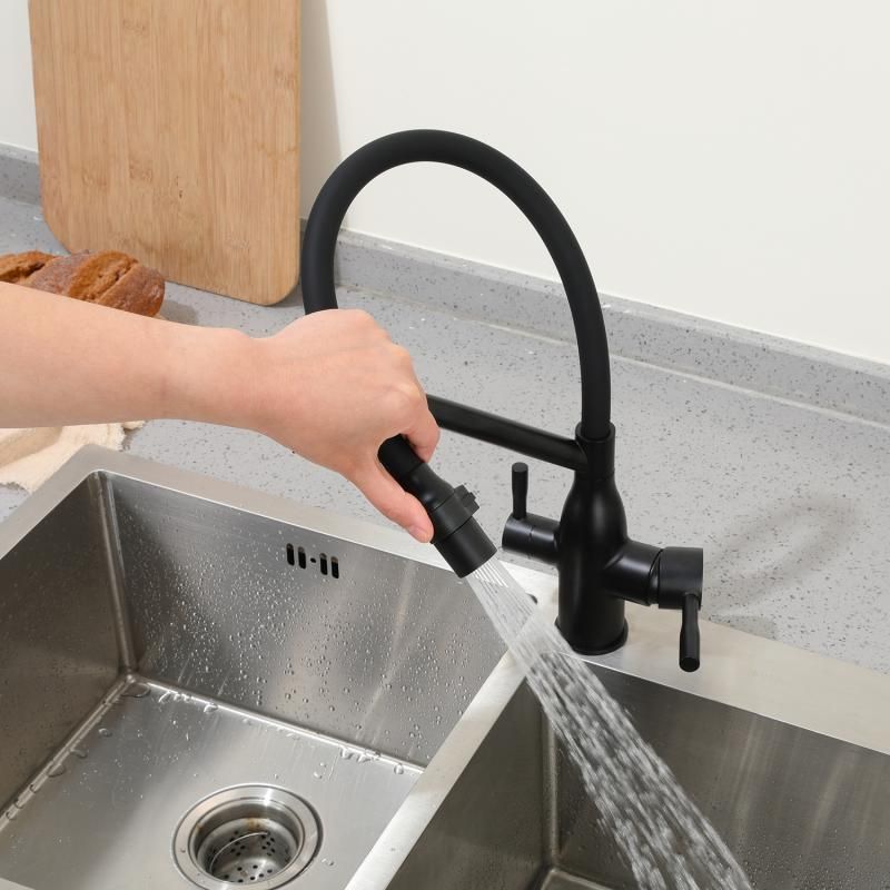 Смеситель для кухни с гибким изливом Frap F4397-6 черный большой выбор под ваш дизайн!