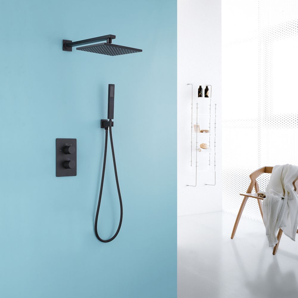 Душевая система ABBER Weiss Insel AF8051B скрытого монтажа без излива, термостат, черный матовый в интернет-магазине Sumom.kz