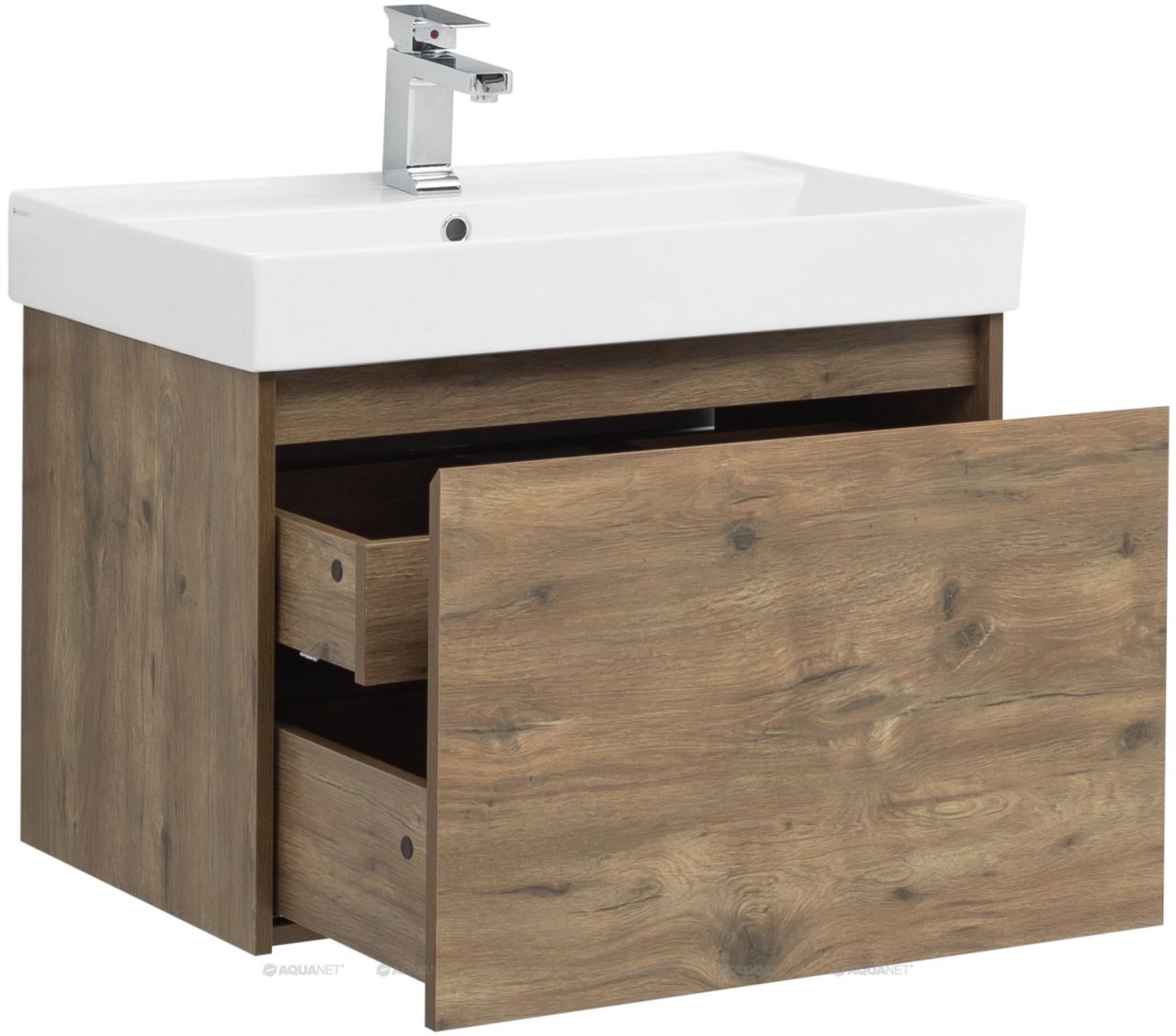 Тумба с раковиной Aquanet Nova Lite 75 дуб рустикальный (1 ящик) 242338+249514 в интернет-магазине Sumom.kz