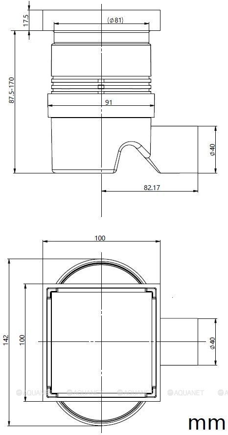 Точечный трап с двухсторонней вставкой 10х10мм, графит браш ALLEN BRAU PRIORITY  9.50026.MG в интернет-магазине Sumom.kz