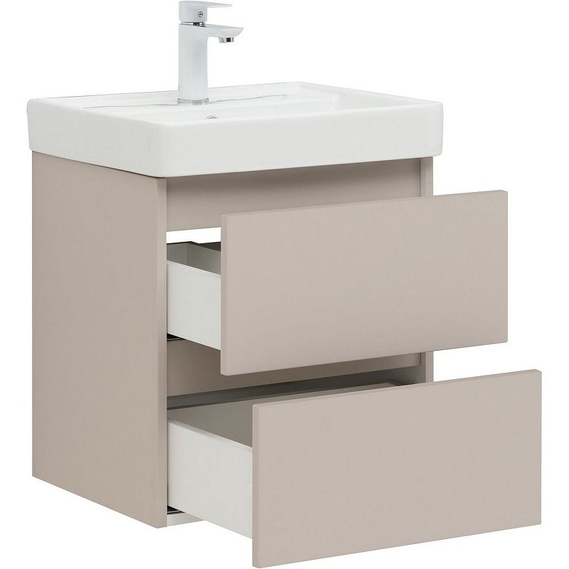 Тумба с раковиной Вега 2.0 50 2 ящ. цв.бежевый 337940+301802 в интернет-магазине Sumom.kz