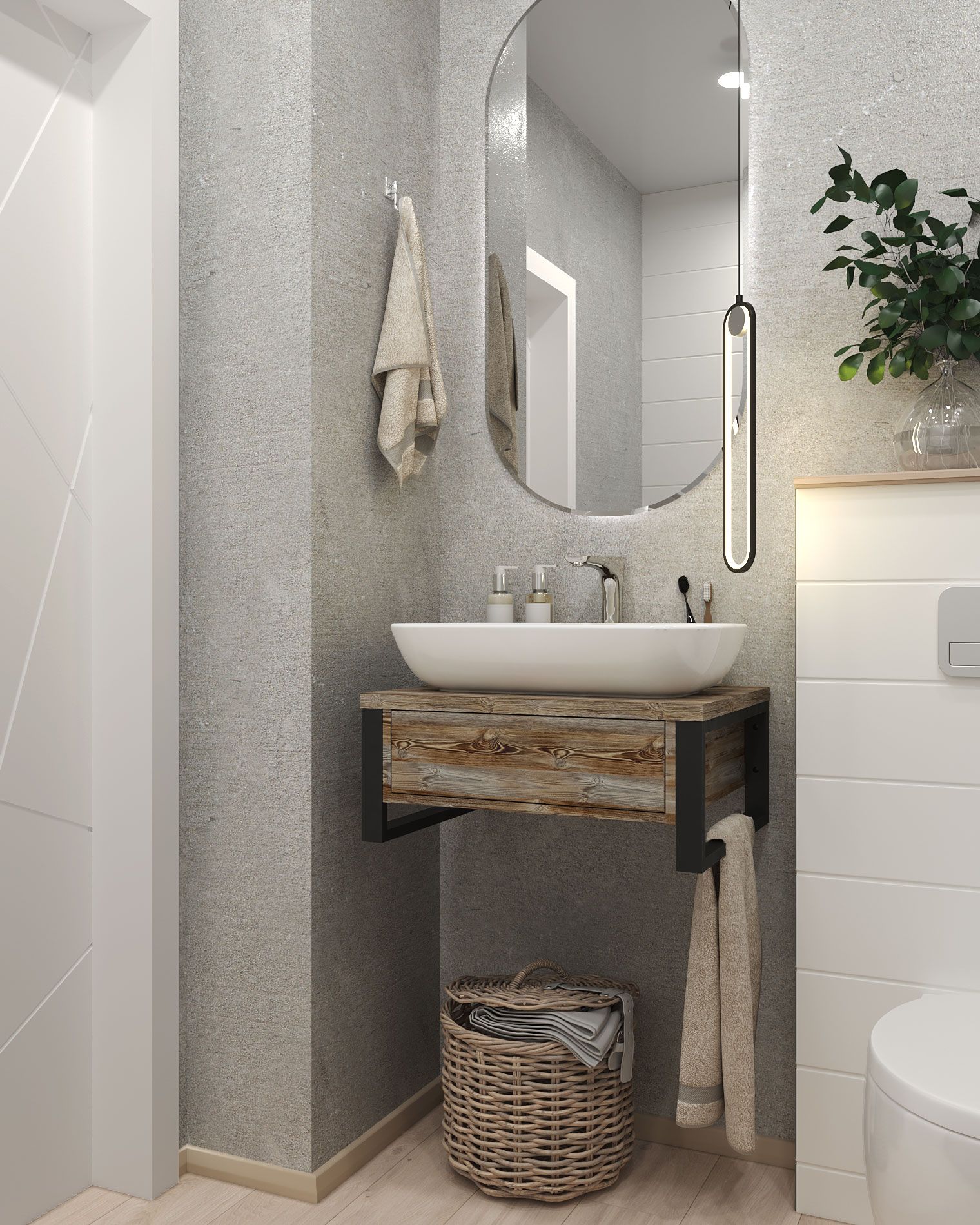 Тумба 1Marka GRUNGE LOFT 60П 1в.я Дуб Намибия Ц0000001579 в интернет-магазине Sumom.kz