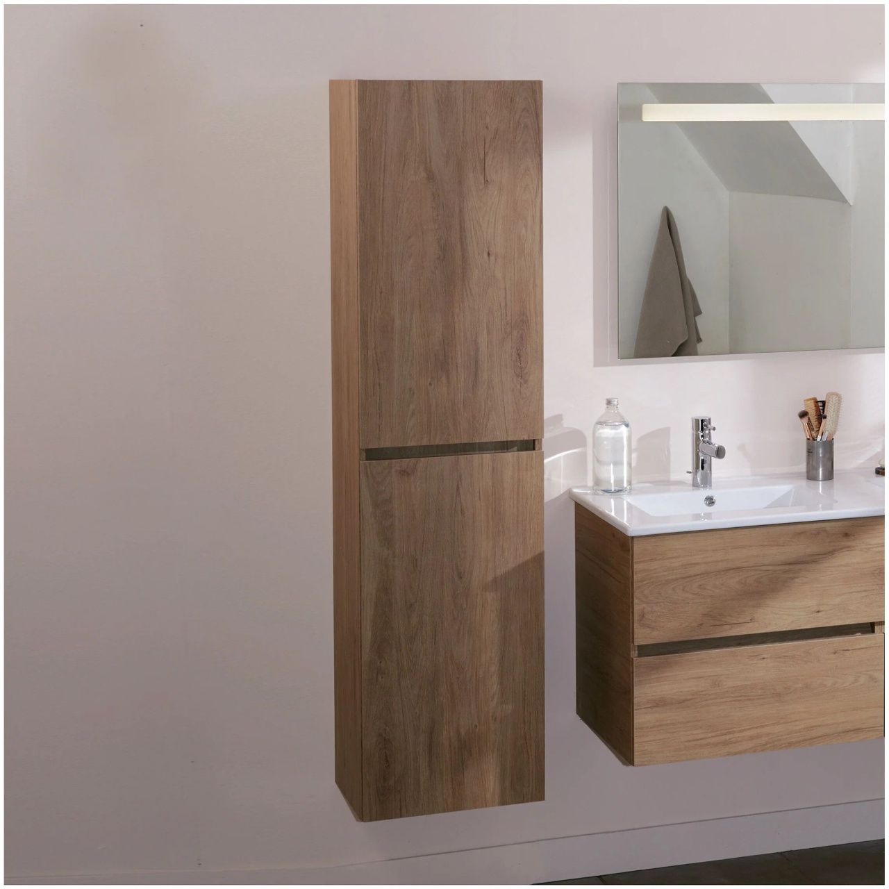 Шкаф-пенал 40, подвесной, дуб давос натуральный Jacob Delafon Tolbiac EB2385-E75 в интернет-магазине Sumom.kz