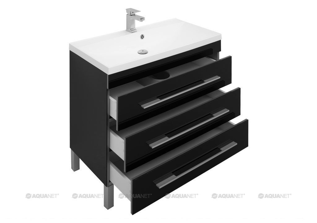 Тумба-умывальник Aquanet Верона NEW 90 черный (178473+204119) в интернет-магазине Sumom.kz
