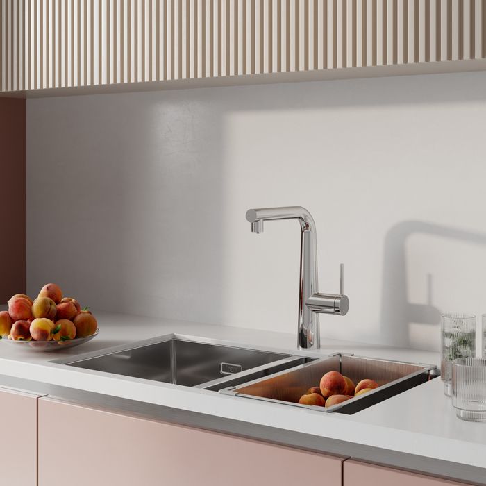 Смеситель для кухни с фильтром и выдвижным изливом, хром, Pure, IDDIS, PURSBPFi05 большой выбор под ваш дизайн!