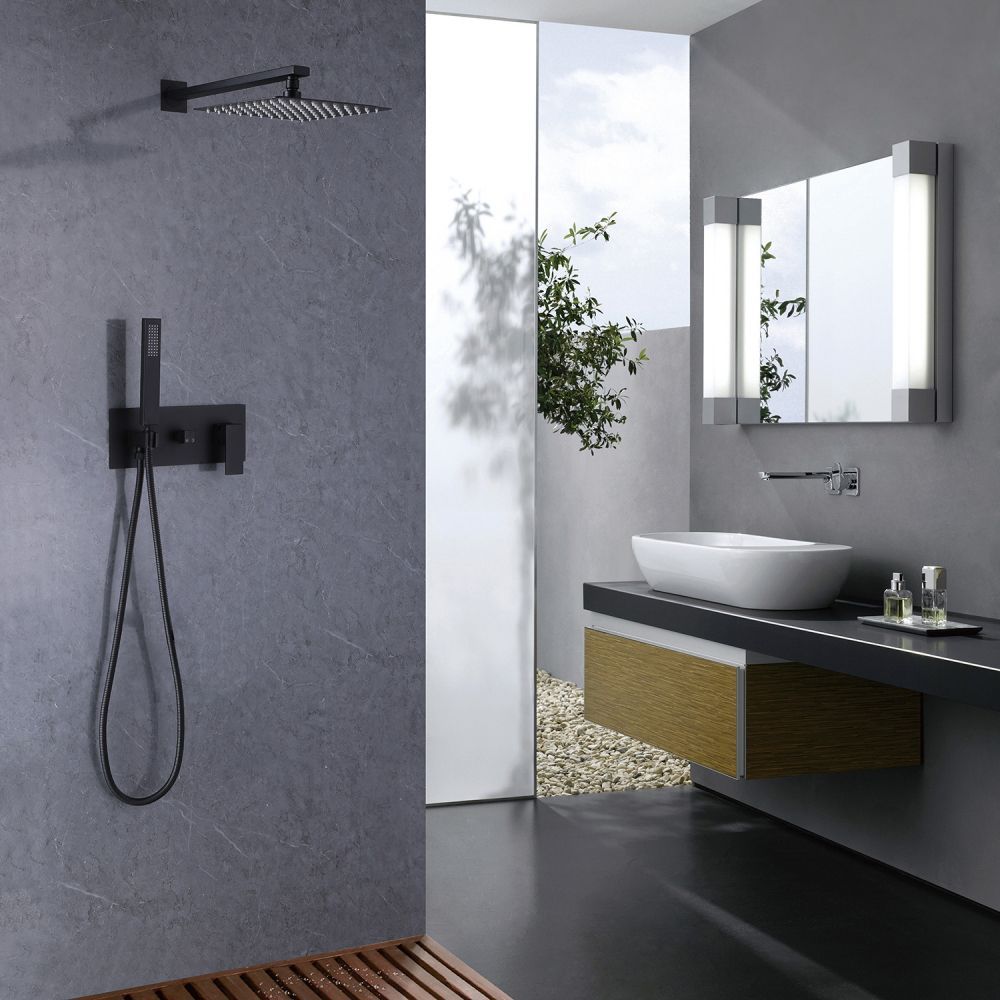 Душевая система ABBER Daheim AF8218B скрытого монтажа без излива, черная матовая в интернет-магазине Sumom.kz