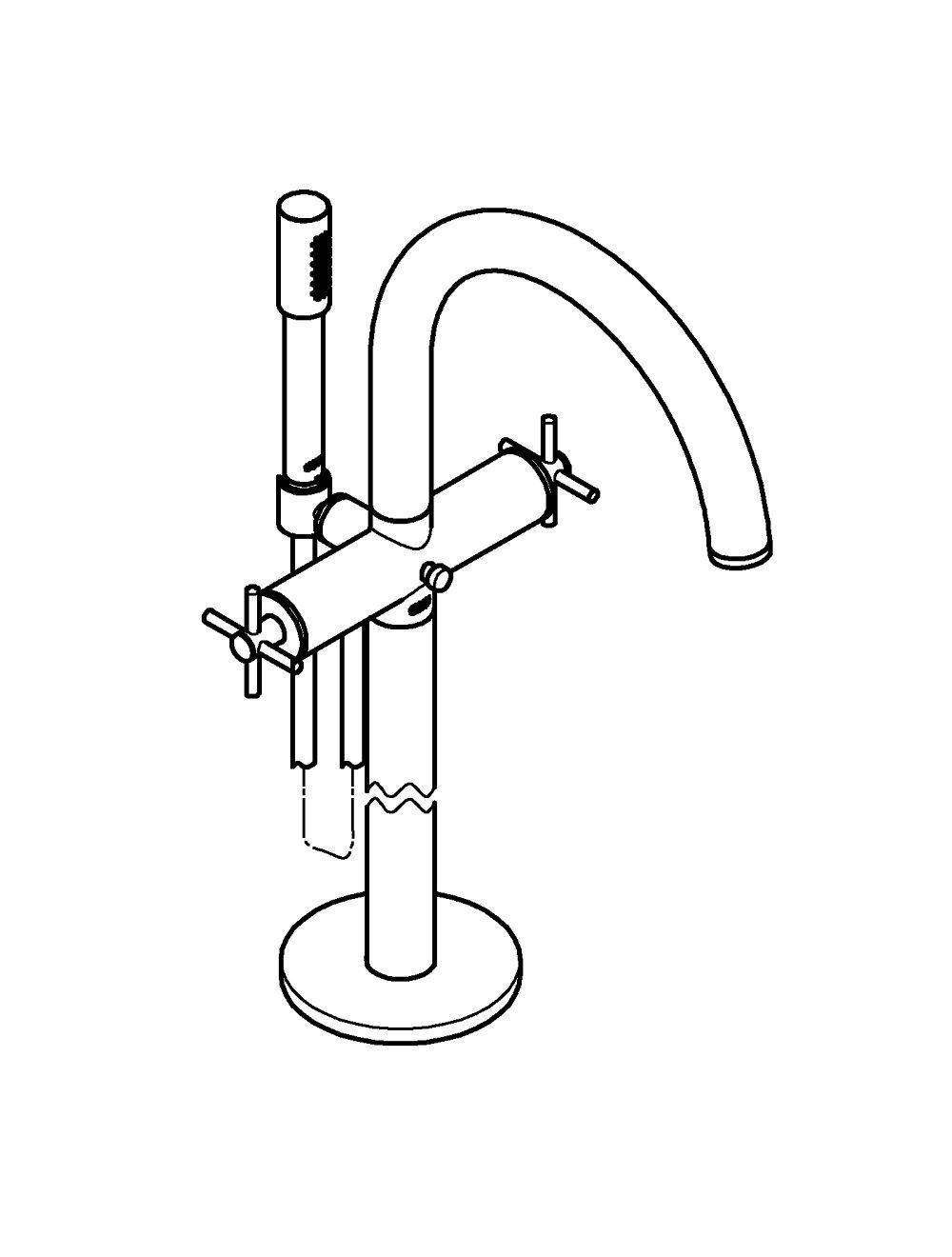 Смеситель для ванны с душевым гарнитуром, напольный, хром Grohe AtRio 25044003 большой выбор под ваш дизайн!