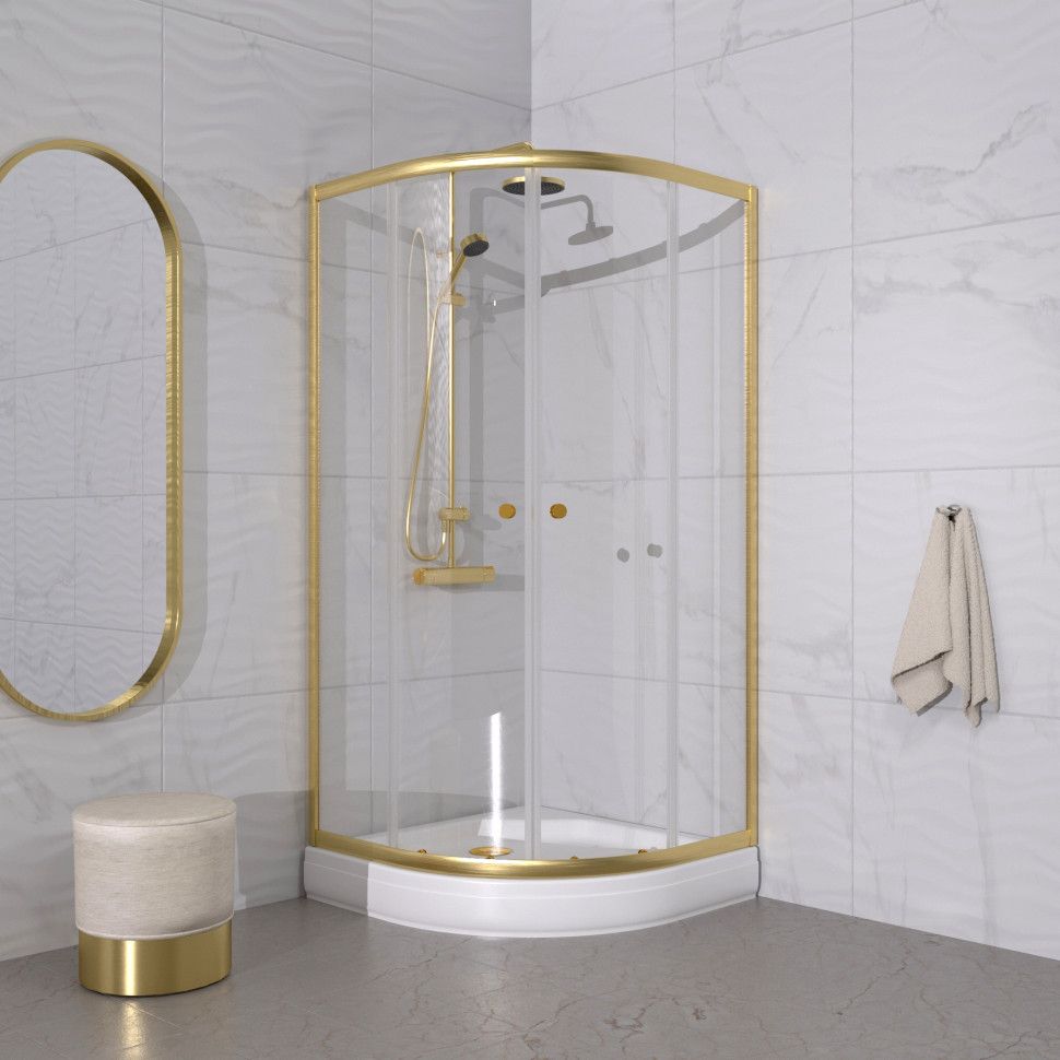 Душевое ограждение Альфа-Голд 90х90 Щ0000073921 низкий поддон в интернет-магазине Sumom.kz