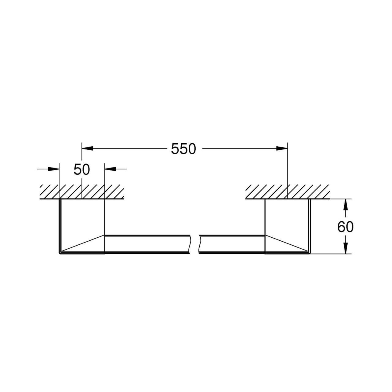 Схема товара Полотенцедержатель/ручка для ванны Grohe Selection Cube 40807000