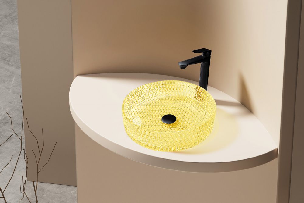 Раковина накладная стеклянная ABBER Glas AK2301Y желтая в интернет-магазине Sumom.kz