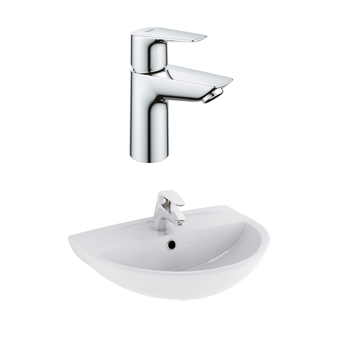 Умывальник Cersanit Mito Red 55 белый UM-MIR55/1-w со смесителем для раковины GROHE BauEdge 23895001 в интернет-магазине Sumom.kz