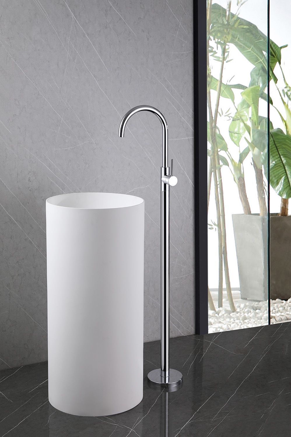 Смеситель ABBER Wasser Kreis AF8141 напольный для раковины, хром большой выбор под ваш дизайн!