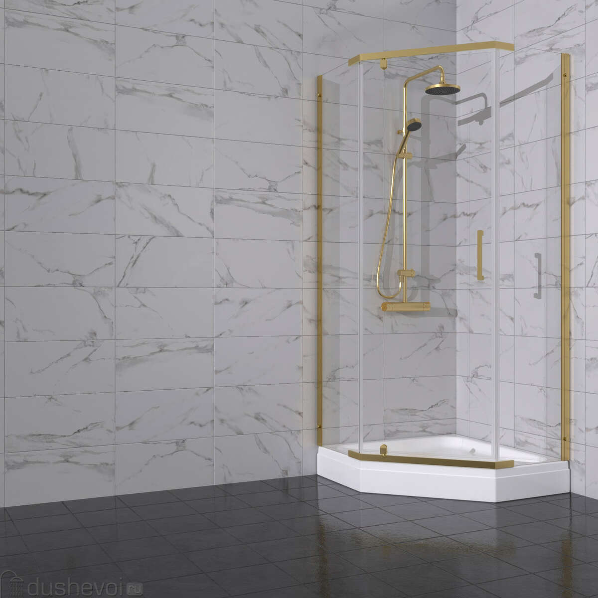 Душевое ограждение Triton Дека Золото 90х90 Щ0000073928 низкий поддон в интернет-магазине Sumom.kz