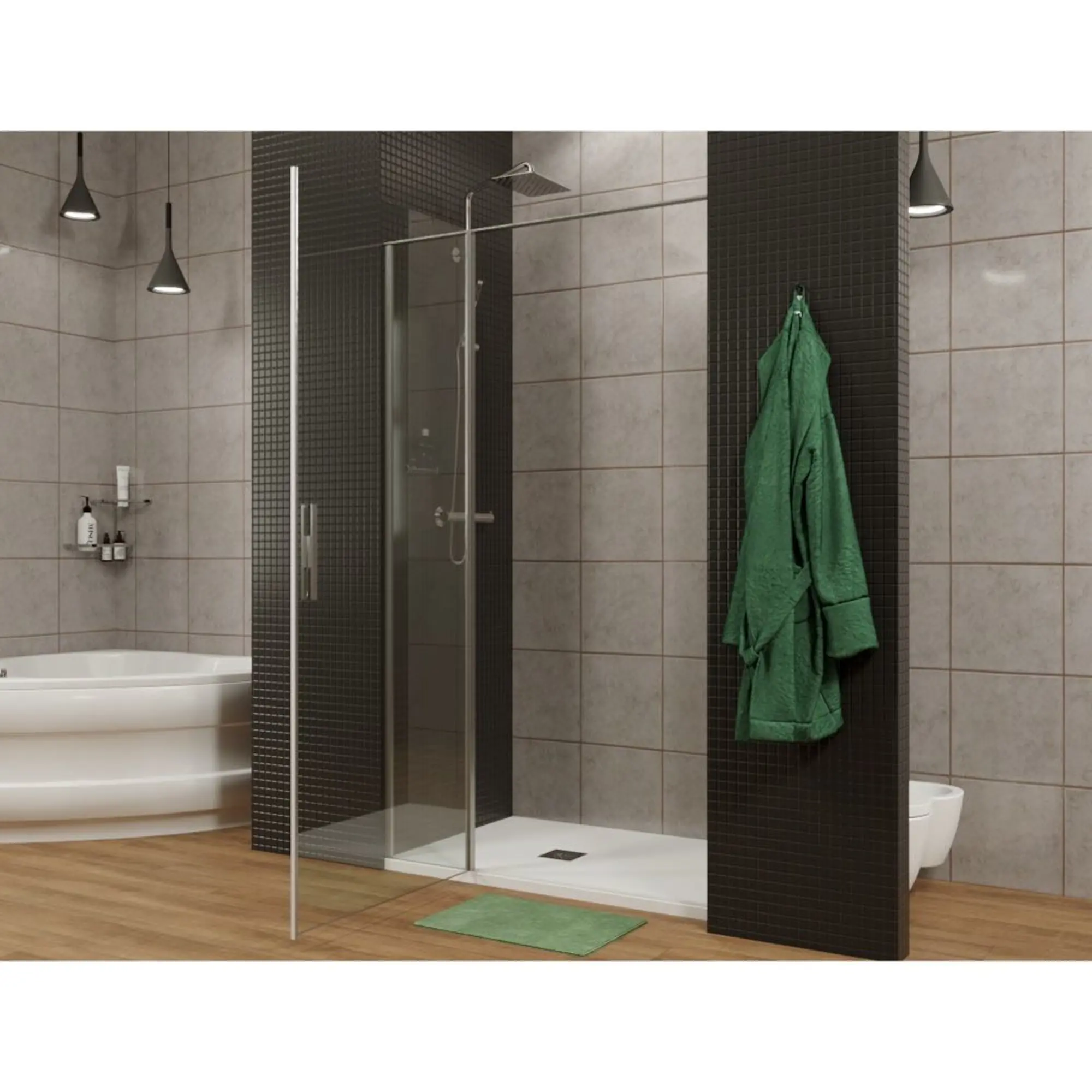 Дверь 8мм, 900мм стекло Optiwhite, Easyclean, черн.браш.алюм 3.31027 в интернет-магазине Sumom.kz