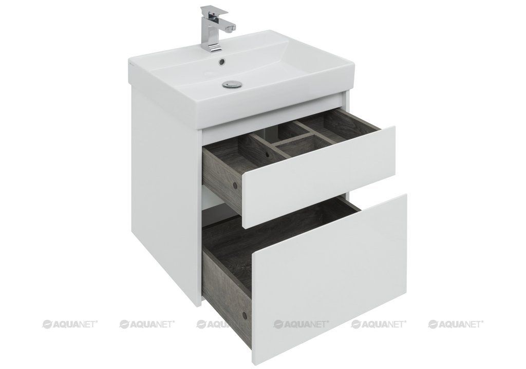 Тумба-умывальник Aquanet Nova Lite 60 белый (2 ящика) (242575+242905) в интернет-магазине Sumom.kz
