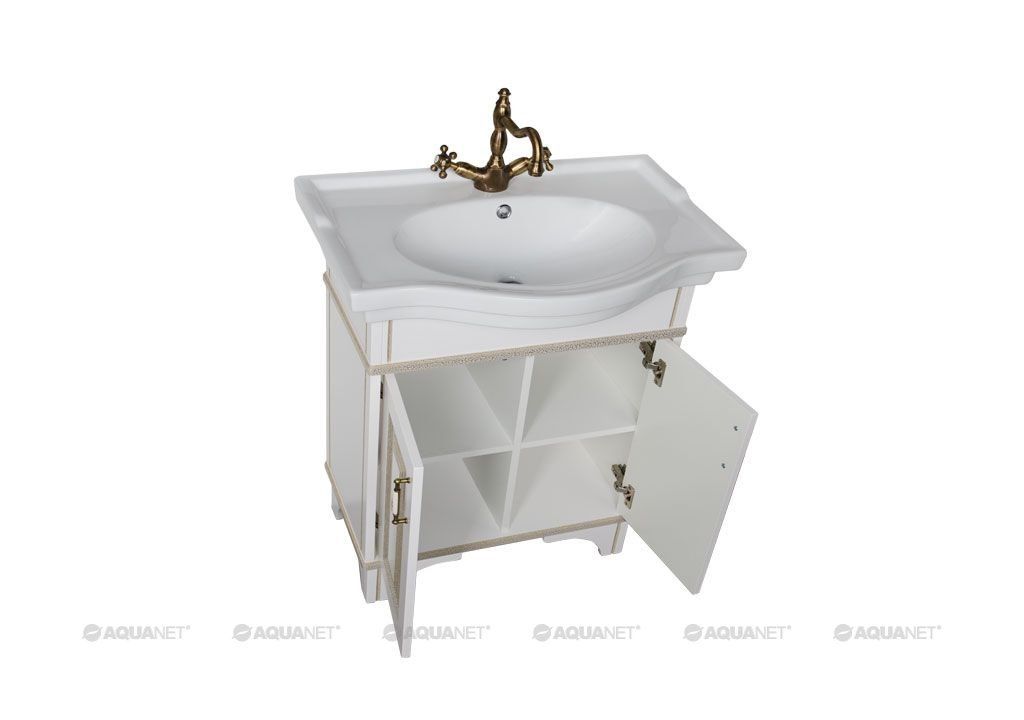 Тумба-умывальник Aquanet Валенса 80 белый краколет/золото (182656+181619) в интернет-магазине Sumom.kz