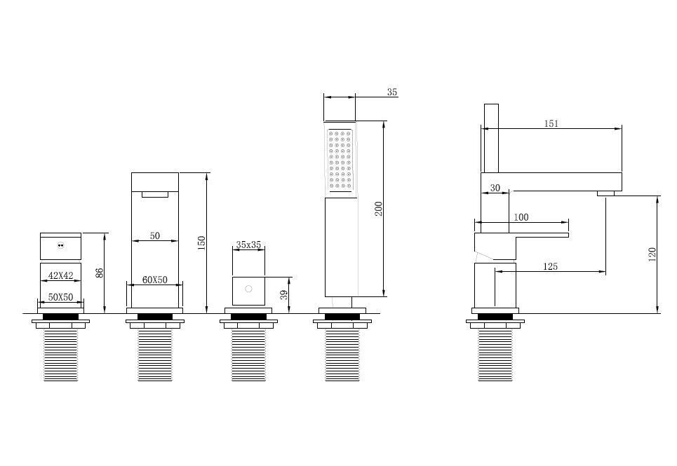 Смеситель ABBER Daheim AF8213G на борт ванны, золото матовое большой выбор под ваш дизайн!
