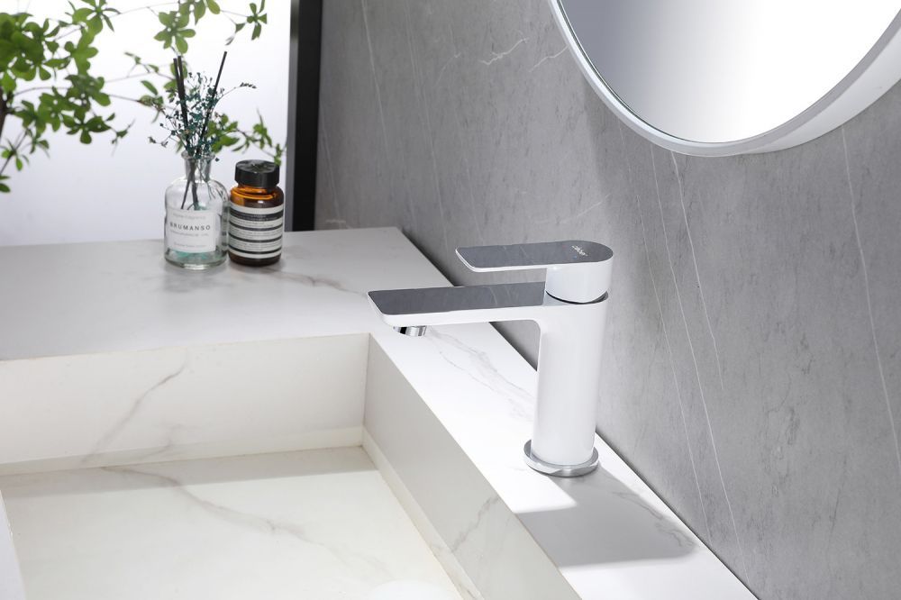 Смеситель ABBER Weiss Insel AF8010W для раковины, белый-хром большой выбор под ваш дизайн!
