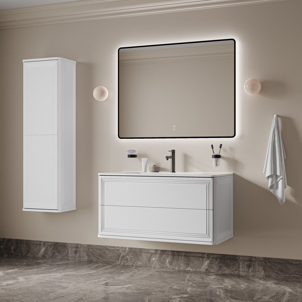 Тумба с умывальником, подвесная, 100 см, белый, Oxford Neo, IDDIS, OXN10W0i95K в интернет-магазине Sumom.kz