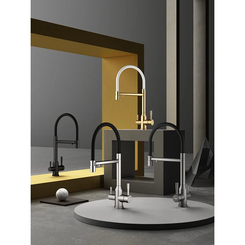 Смеситель для кухни со съемным изливом на магните и подключением фильтра питьевой воды Raglo графит R81.63.09 большой выбор под ваш дизайн!