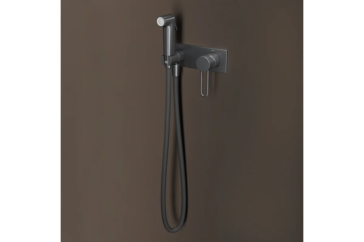 Встраиваемый смеситель IDDIS Duna с гигиеническим душем с защитным клапаном, графит матовый DUNGMV0i08 большой выбор под ваш дизайн!