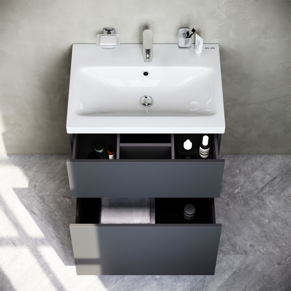 Тумба-умывальник AM.PM Gem 60 напольная, графит матовый M90FSX06022GM32+M90WCC0602WG в интернет-магазине Sumom.kz