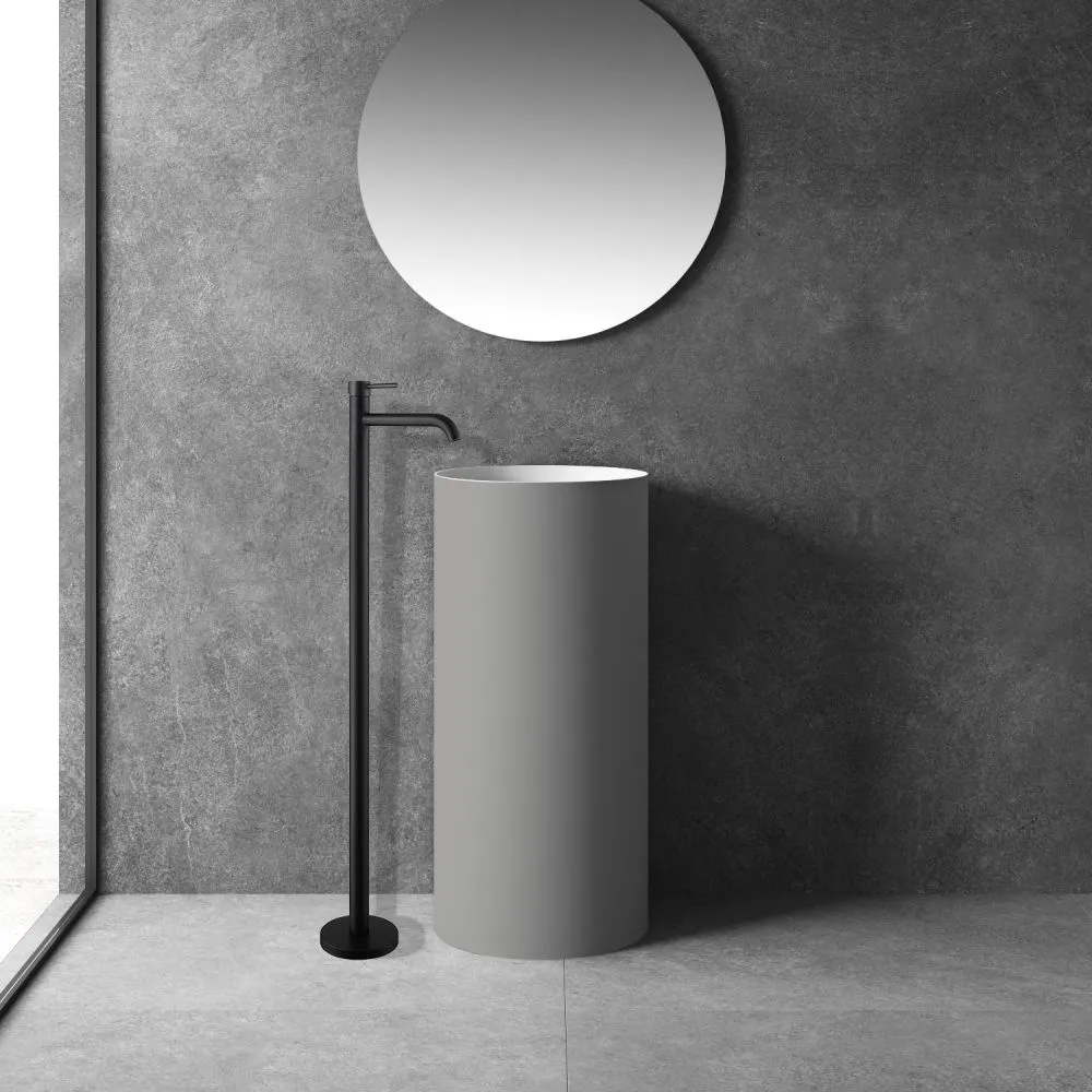 Смеситель ABBER Wasser Kreis AF8140B напольный для раковины, черный матовый большой выбор под ваш дизайн!