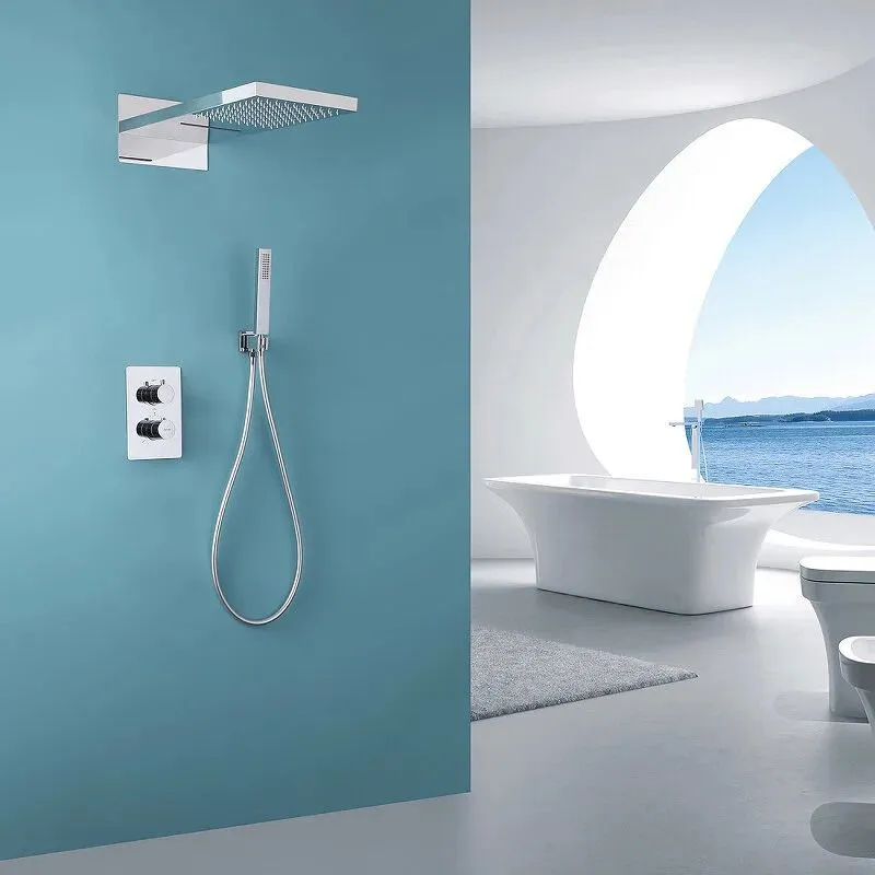 Душевая система Abber Weiss Insel AF8052, термостатическая, на 2 потребителя, цвет хром в интернет-магазине Sumom.kz