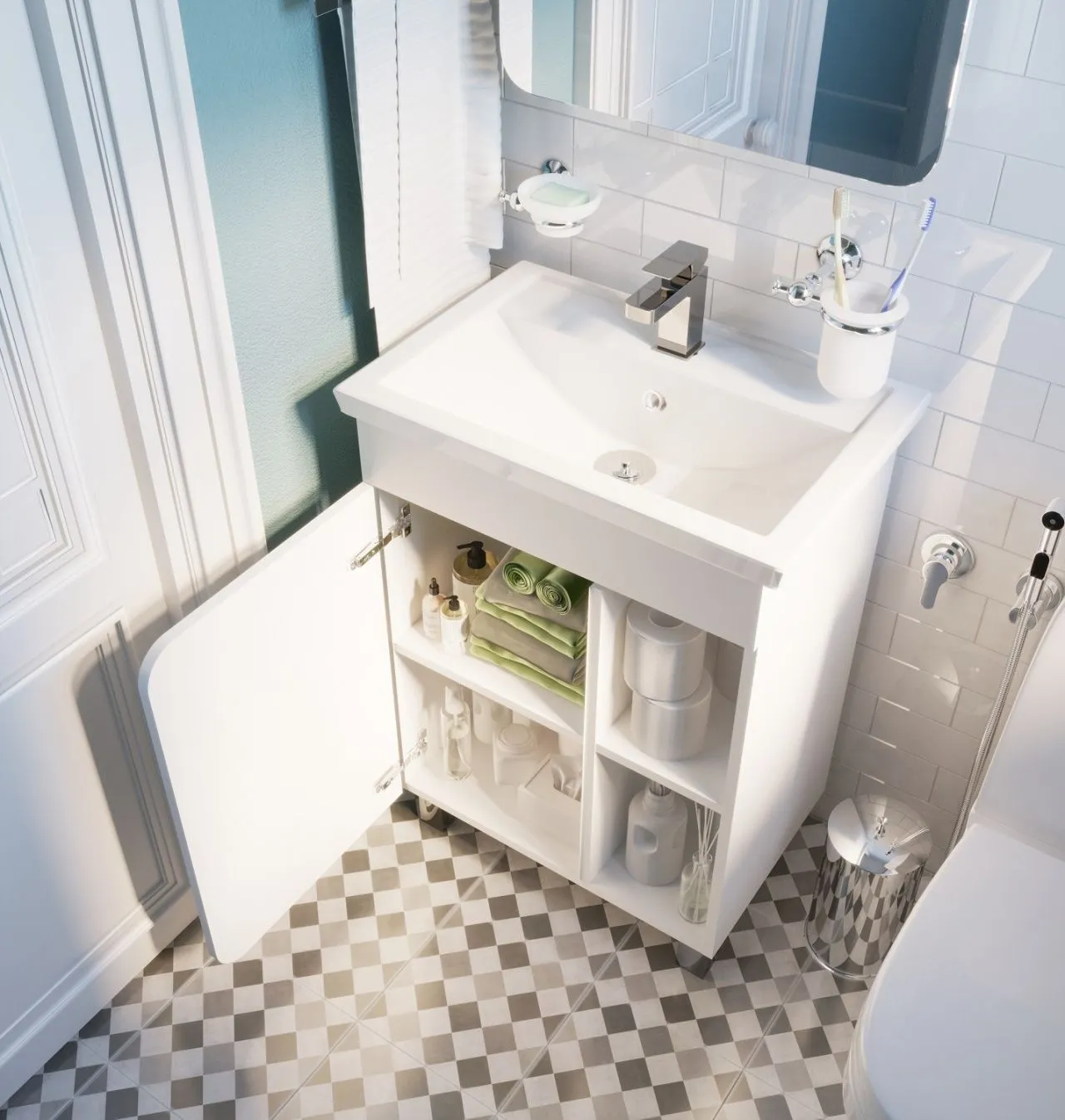 Тумба под умывальник 1 МарКа Nuvo 70Н Белый глянец У76056 в интернет-магазине Sumom.kz Тумба под умывальник 1 МарКа Nuvo 70Н Белый глянец У76056 в интернет-магазине Sumom.kz