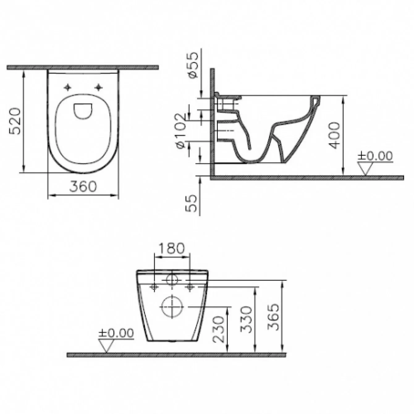 Унитаз подвесной безободковый Vitra S50 с функцией биде 7740B003-0850