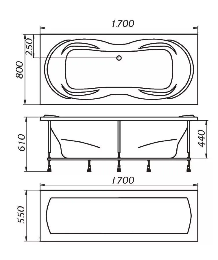 Схема товара Акриловая ванна 1МарКа Avers 170x80