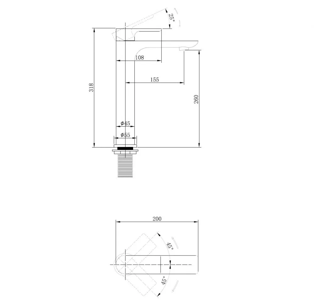 Смеситель ABBER Weiss Insel AF8011B для раковины, черный матовый большой выбор под ваш дизайн!