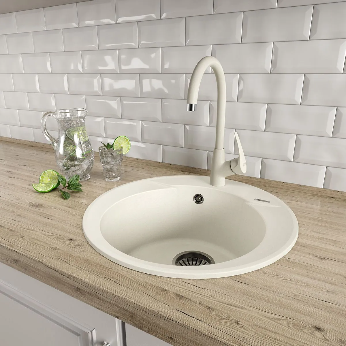 Кухонная мойка Lemark SULA 500 врезная круглая из кварцгранита цвет: Грей 9910003 в интернет-магазине Sumom.kz