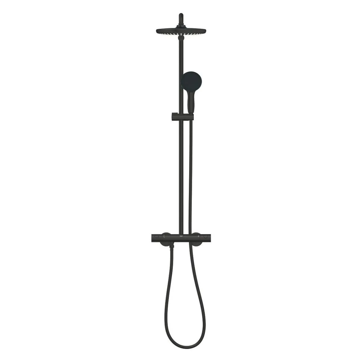 Душевая система GROHE Tempesta System 250 с термостатом для настенного монтажа, черный матовый 266702431 в интернет-магазине Sumom.kz Душевая система GROHE Tempesta System 250 с термостатом для настенного монтажа, черный матовый 266702431 в интернет-магазине Sumom.kz