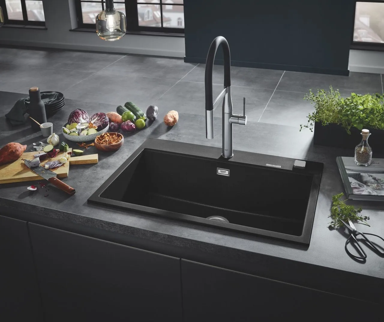 Мойка GROHE K700 с одной чашей, 780 x 510 мм, черный гранит 31652AP0 в интернет-магазине Sumom.kz Мойка GROHE K700 с одной чашей, 780 x 510 мм, черный гранит 31652AP0 в интернет-магазине Sumom.kz