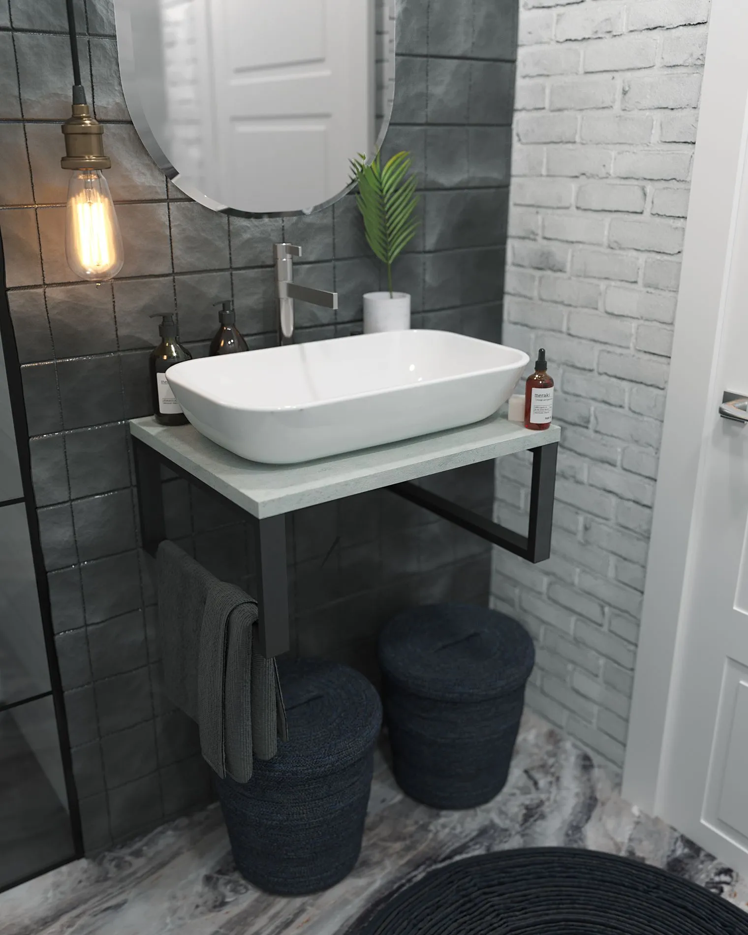Столешница 1Marka GRUNGE LOFT 60 Бетон светлый Ц0000001586 в интернет-магазине Sumom.kz