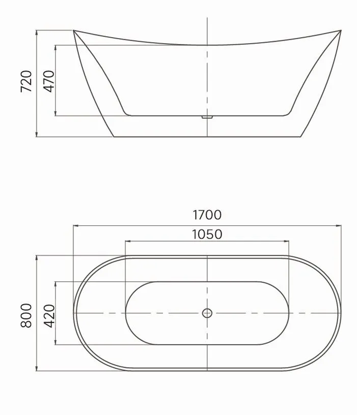 Схема товара Отдельностоящая акриловая ванна LUSSO Majestic 1700*800