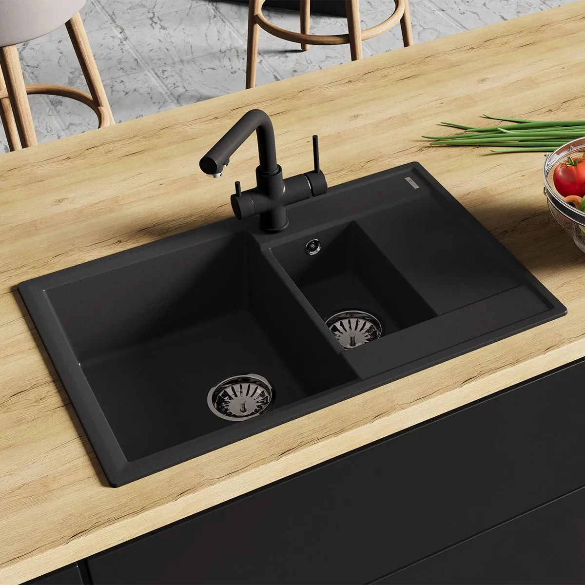 Кухонная мойка Lemark RAMZA 760 врезная прямоугольная с доп.чашей и крылом из кварцгранита цвет: Грей 9910039 в интернет-магазине Sumom.kz Кухонная мойка Lemark RAMZA 760 врезная прямоугольная с доп.чашей и крылом из кварцгранита цвет: Грей 9910039 в интернет-магазине Sumom.kz