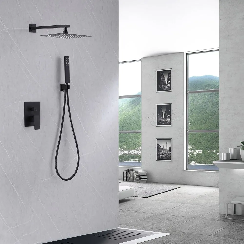 Душевая система ABBER Daheim AF8219B скрытого монтажа без излива, черная матовая в интернет-магазине Sumom.kz