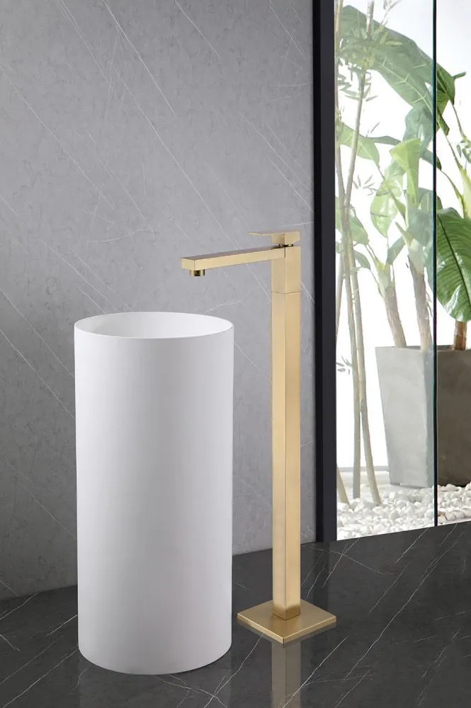 Смеситель ABBER Daheim AF8241G напольный для раковины, золото матовое большой выбор под ваш дизайн!